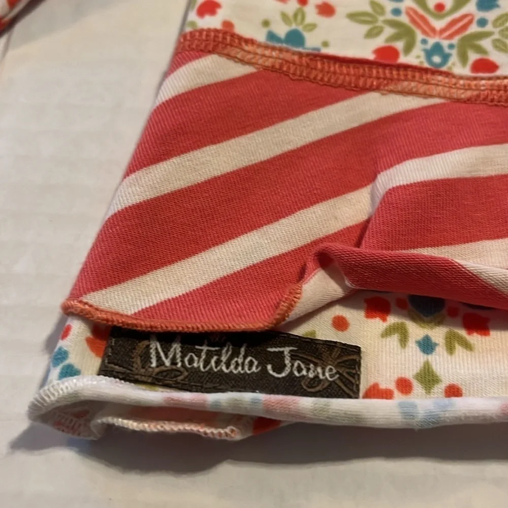 Matilda Jane-12 M-multicolored patterned top with back ruffle, long sleeve top.